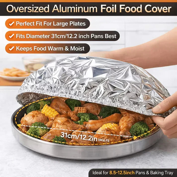 🔥Buy 1 Get 1 FREE Reusable Elastic Aluminum Foil Food Covers (40 Pack) | Universal Fit, Heat-Resistant & Washable 🥗✨