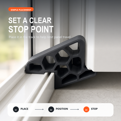⏰Last Day Buy 2 Get 2 Free $4.99 Each!!💞50K+ SOLD!🚪✨Secure Track Door Stop – Absorbs impact, reduces slamming & protects rails. Compact locking design – fits sliding windows & balcony doors! 🛡️🔇