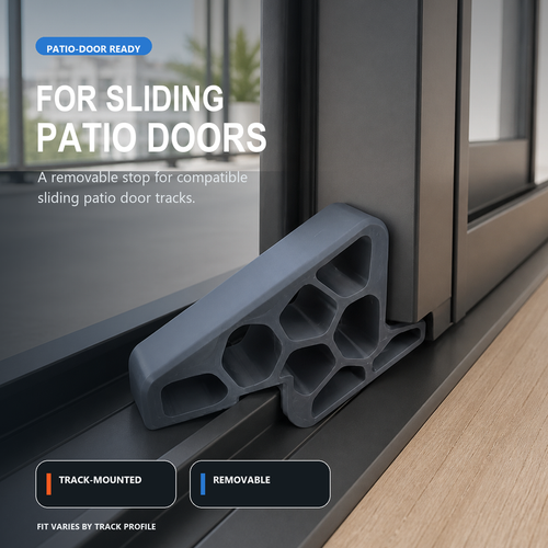 ⏰Last Day Buy 2 Get 2 Free $4.99 Each!!💞50K+ SOLD!🚪✨Secure Track Door Stop – Absorbs impact, reduces slamming & protects rails. Compact locking design – fits sliding windows & balcony doors! 🛡️🔇