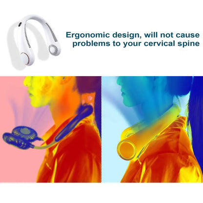 Neck Fan, Rechargeable Personal Portable, Hands Free wearable BatteryOperated 5 Speeds