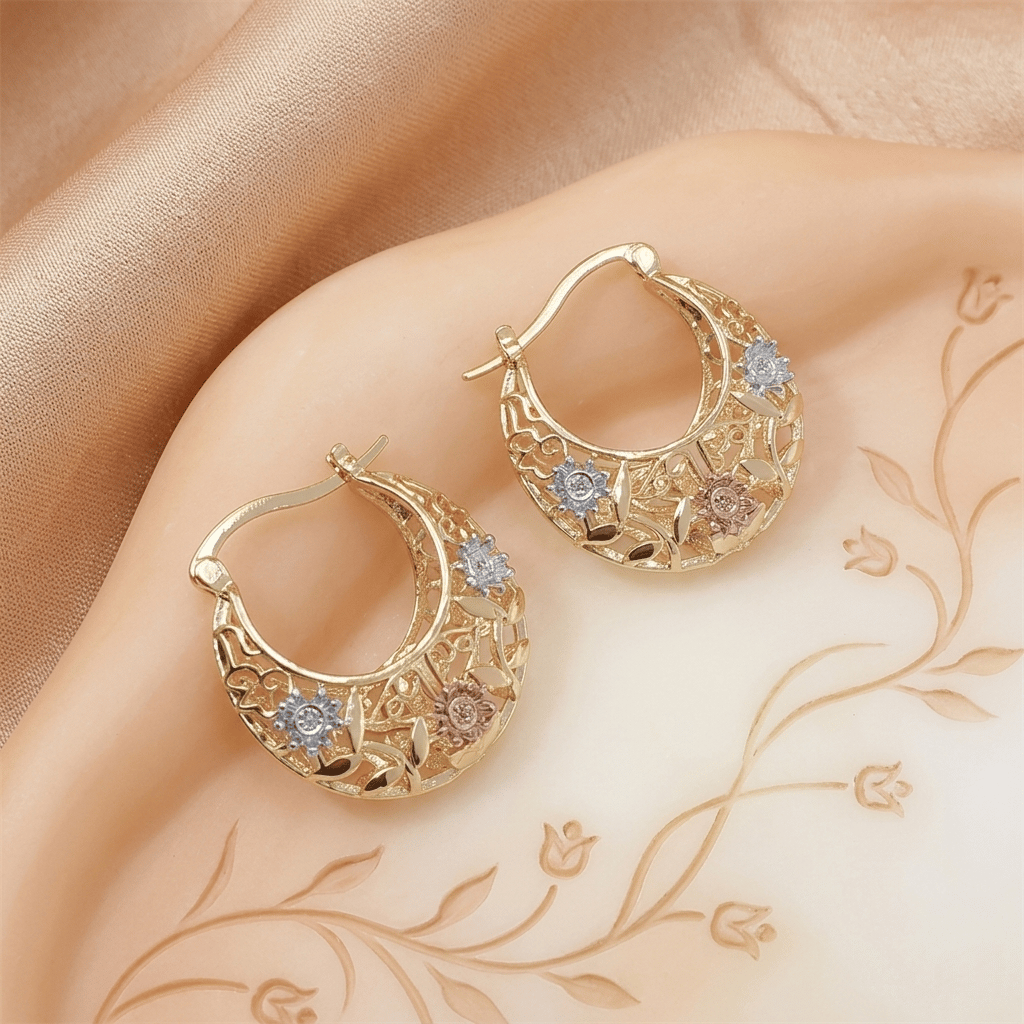 ⚡⚡⚡LAST 44 PCS LEFT!!! 🔥Last Day Buy 1 Get 1 Free $ 12.49 Each🔥🌸 Vintage 14K Gold Flower Hoop Earrings