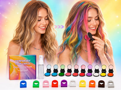 ⚡⚡⚡LAST 44 PCS LEFT!!! 🌈12-Color Temporary Hair Chalk Applicator Set