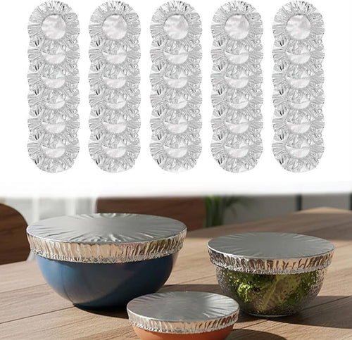 🔥Buy 1 Get 1 FREE  Reusable Elastic Aluminum Foil Food Covers (40 Pack) | Universal Fit, Heat-Resistant & Washable 🥗✨