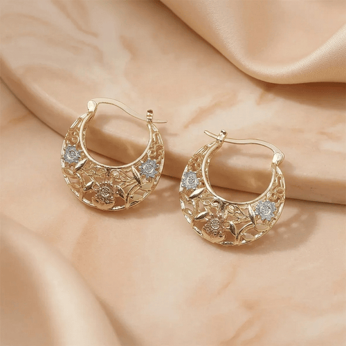 ⚡⚡⚡LAST 44 PCS LEFT!!! 🔥Last Day Buy 1 Get 1 Free $ 12.49 Each🔥🌸 Vintage 14K Gold Flower Hoop Earrings