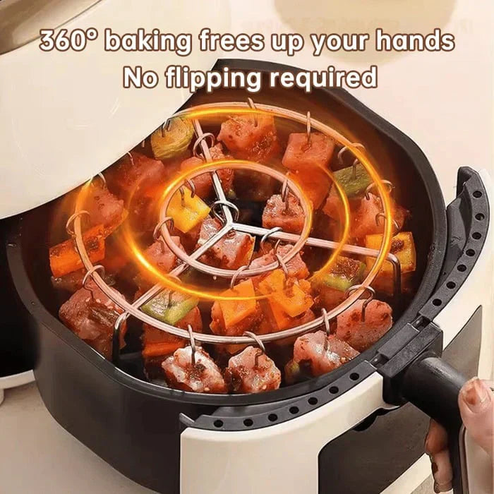 ✨ Premium Vertical Skewer Rack for Air Fryers | 360° Crispy Grilling, Zero Oil & Dishwasher Safe 🍢
