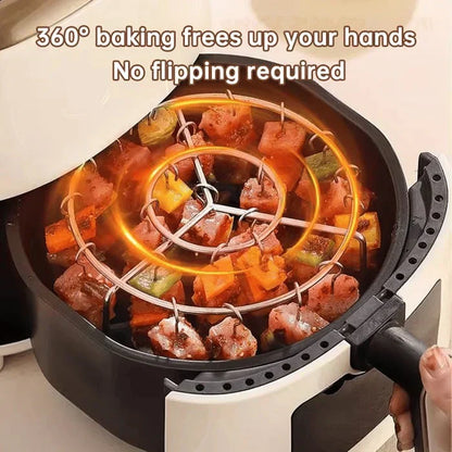 ✨ Premium Vertical Skewer Rack for Air Fryers | 360° Crispy Grilling, Zero Oil & Dishwasher Safe 🍢