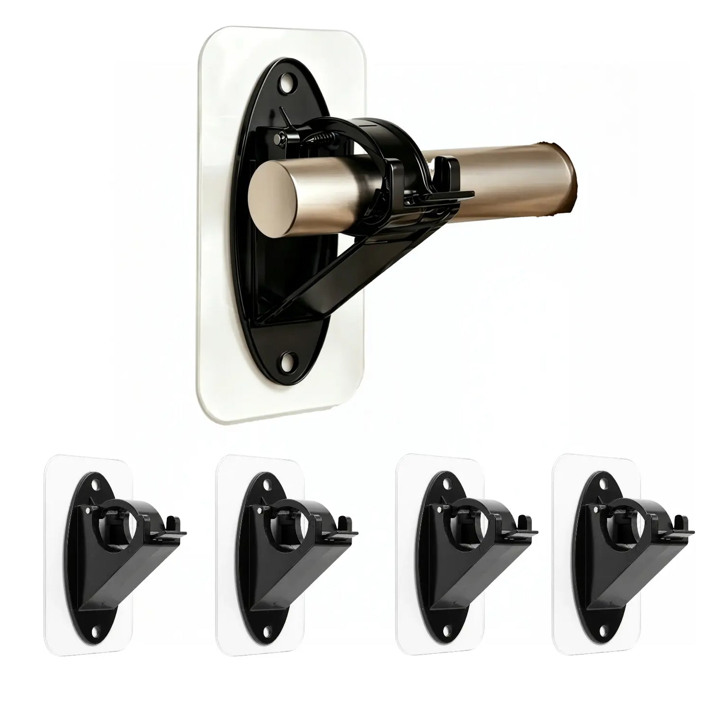 New Self Adhesive Rod Brackets, No Drill Needed Curtain Rod Holders