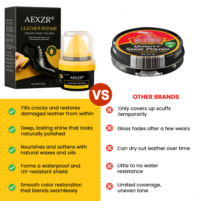 ⚡ 5-Minute Fix + Weeks Protection 🛡️AEXZR® Leather Repair Cream Shoe Polish