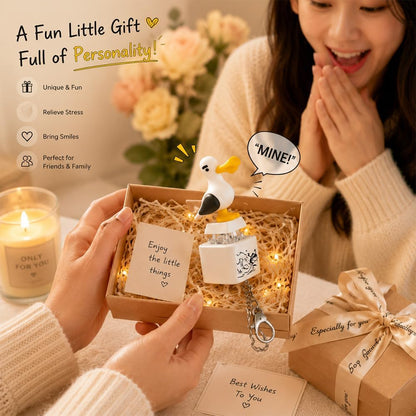 😂 Iconic "MINE!" Squawk Button Keychain | Real Sound & LED Light Fun Gag Gift ✨