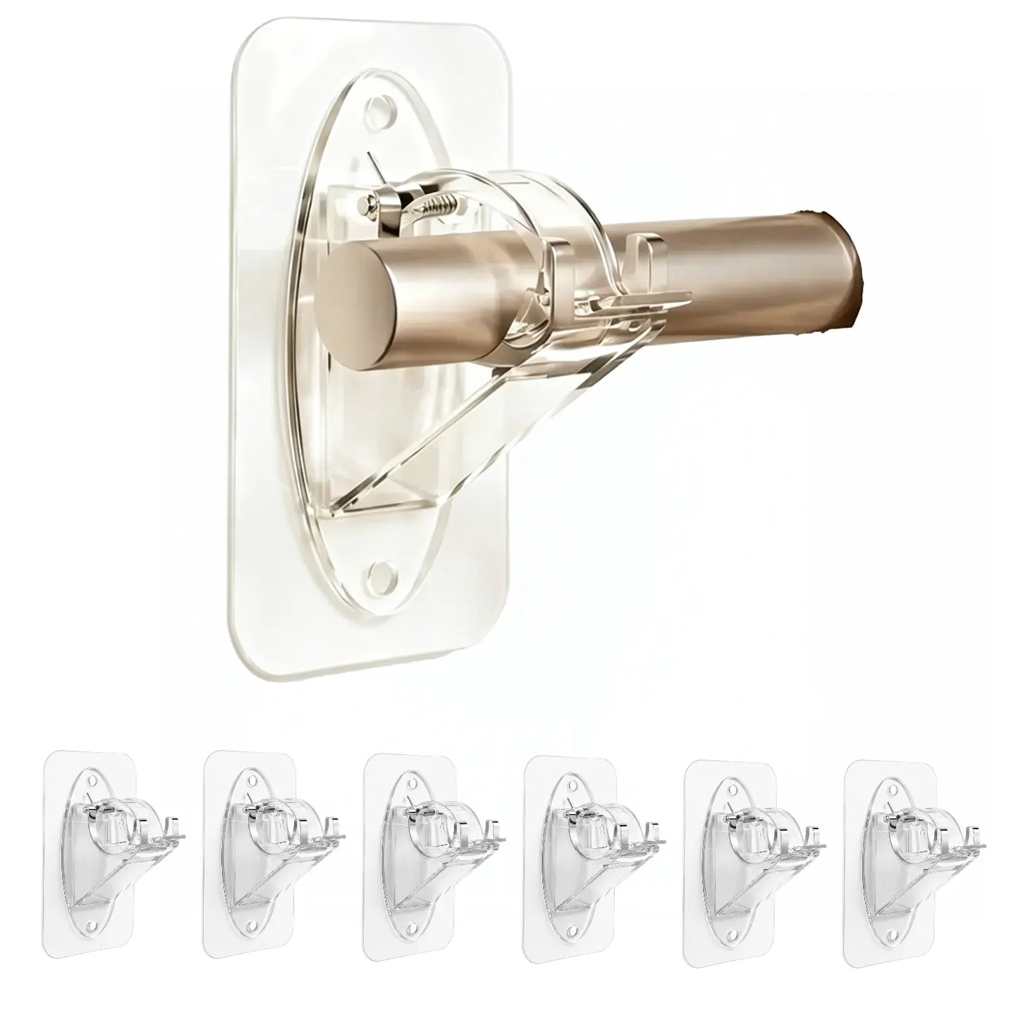 New Self Adhesive Rod Brackets, No Drill Needed Curtain Rod Holders