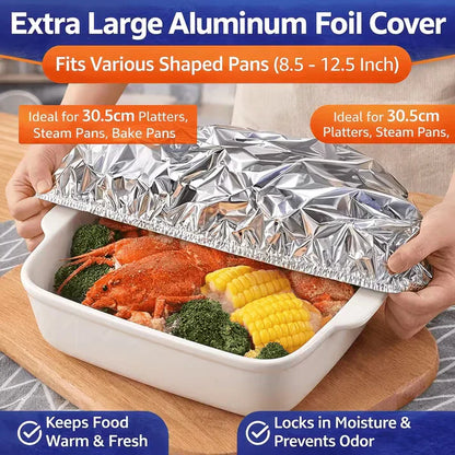 🔥Buy 1 Get 1 FREE  Reusable Elastic Aluminum Foil Food Covers (40 Pack) | Universal Fit, Heat-Resistant & Washable 🥗✨
