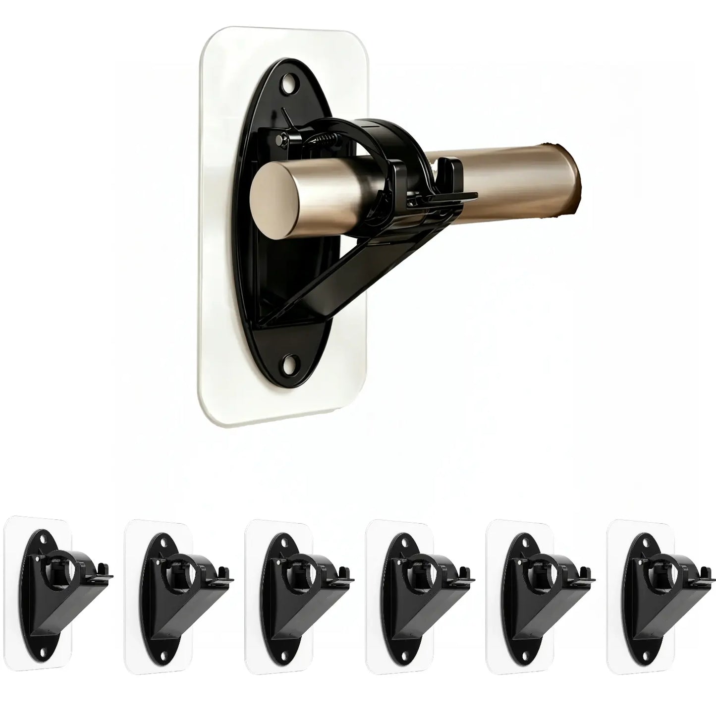 New Self Adhesive Rod Brackets, No Drill Needed Curtain Rod Holders