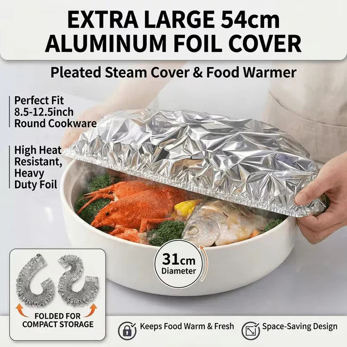 🔥Buy 1 Get 1 FREE  Reusable Elastic Aluminum Foil Food Covers (40 Pack) | Universal Fit, Heat-Resistant & Washable 🥗✨