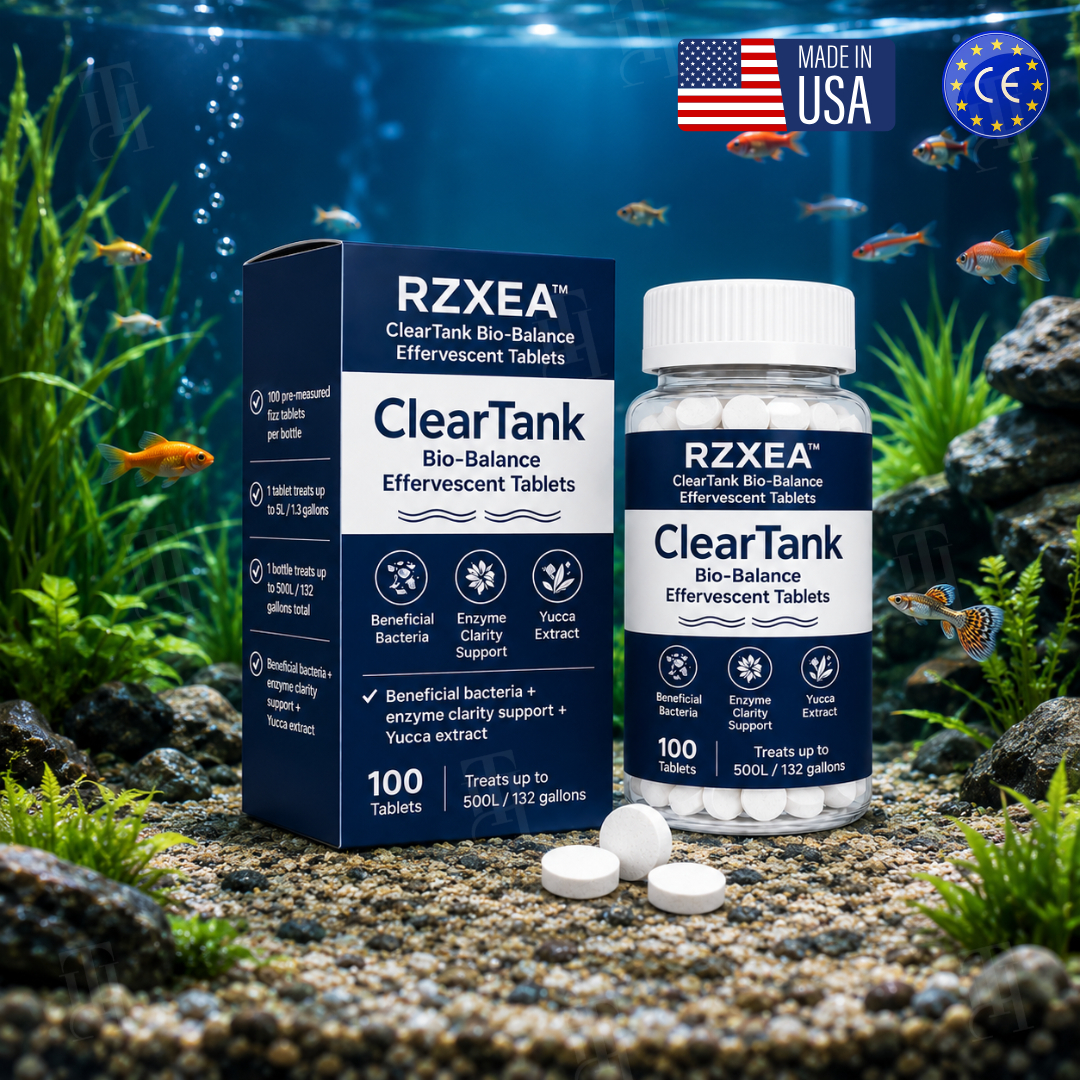 5-in-1 Bio-Balance Aquarium Water Clarifier & Odor | RZXEA™ ClearTank Bio-Balance Effervescent Tablets