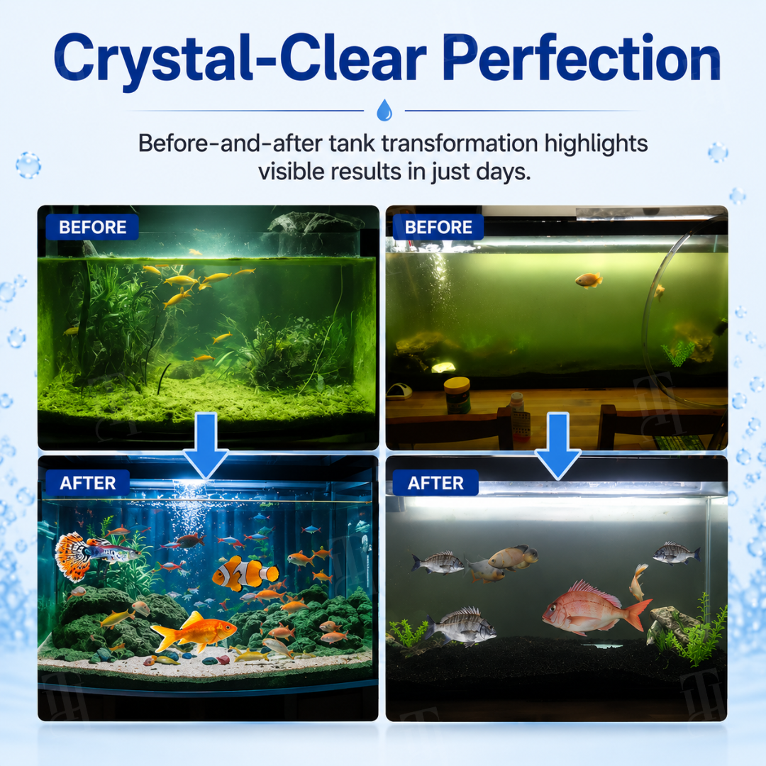 5-in-1 Bio-Balance Aquarium Water Clarifier & Odor | RZXEA™ ClearTank Bio-Balance Effervescent Tablets
