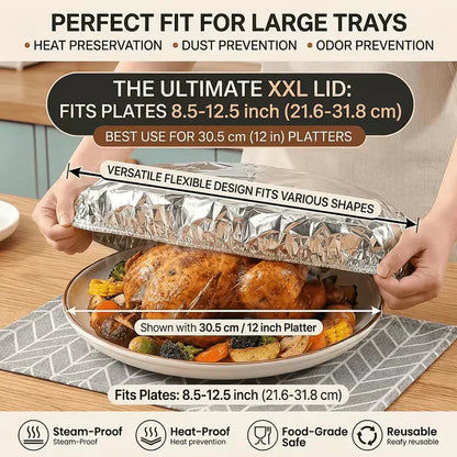 🔥Buy 1 Get 1 FREE  Reusable Elastic Aluminum Foil Food Covers (40 Pack) | Universal Fit, Heat-Resistant & Washable 🥗✨