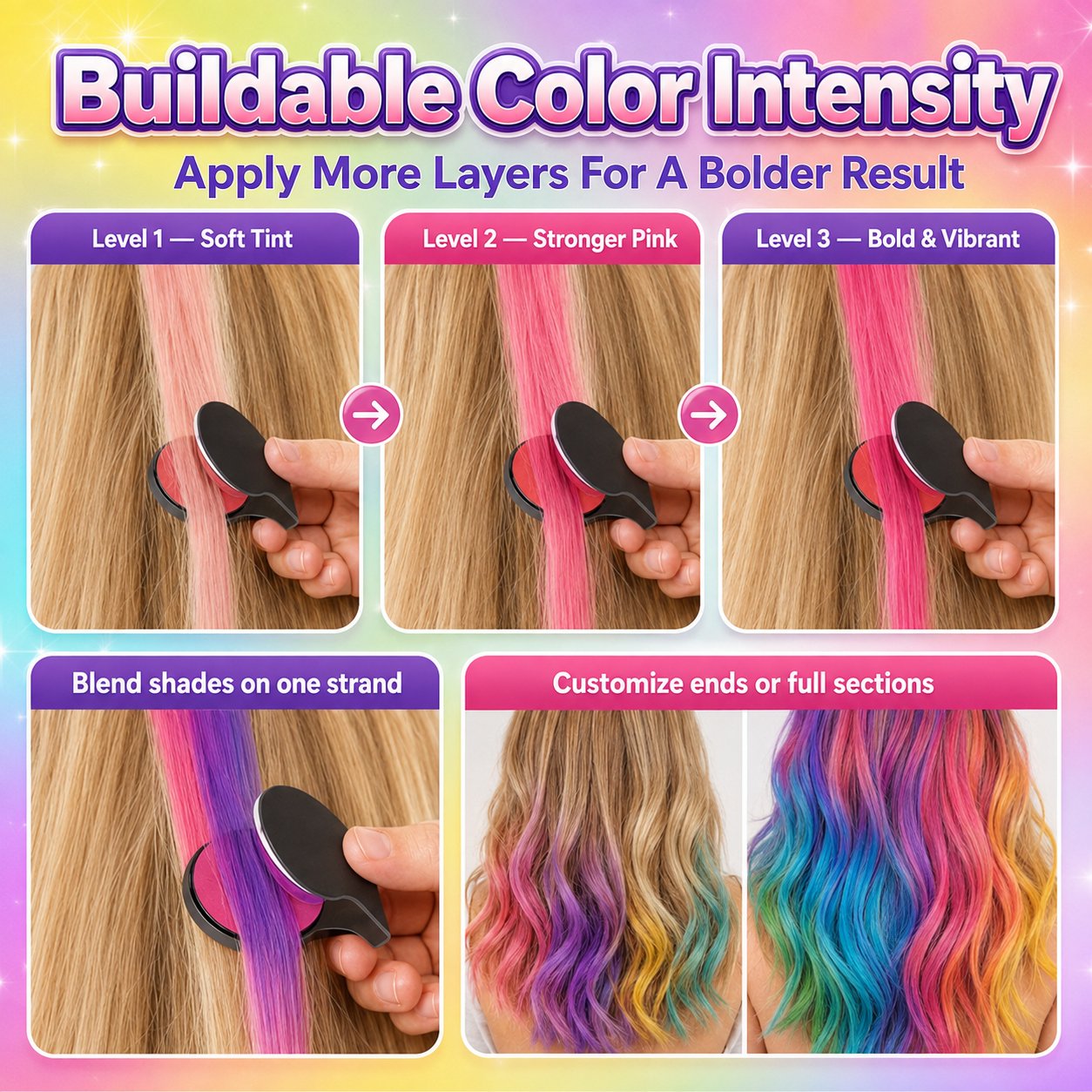 ⚡⚡⚡LAST 44 PCS LEFT!!! 🌈12-Color Temporary Hair Chalk Applicator Set