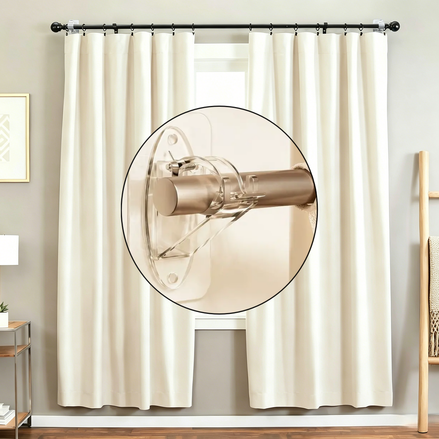 New Self Adhesive Rod Brackets, No Drill Needed Curtain Rod Holders