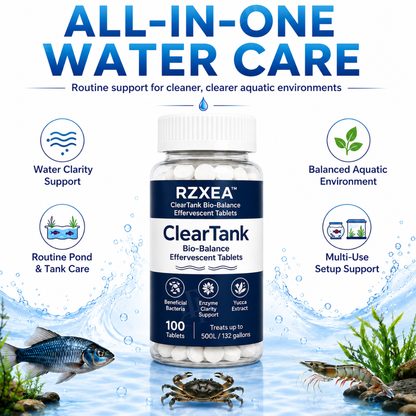 5-in-1 Bio-Balance Aquarium Water Clarifier & Odor | RZXEA™ ClearTank Bio-Balance Effervescent Tablets