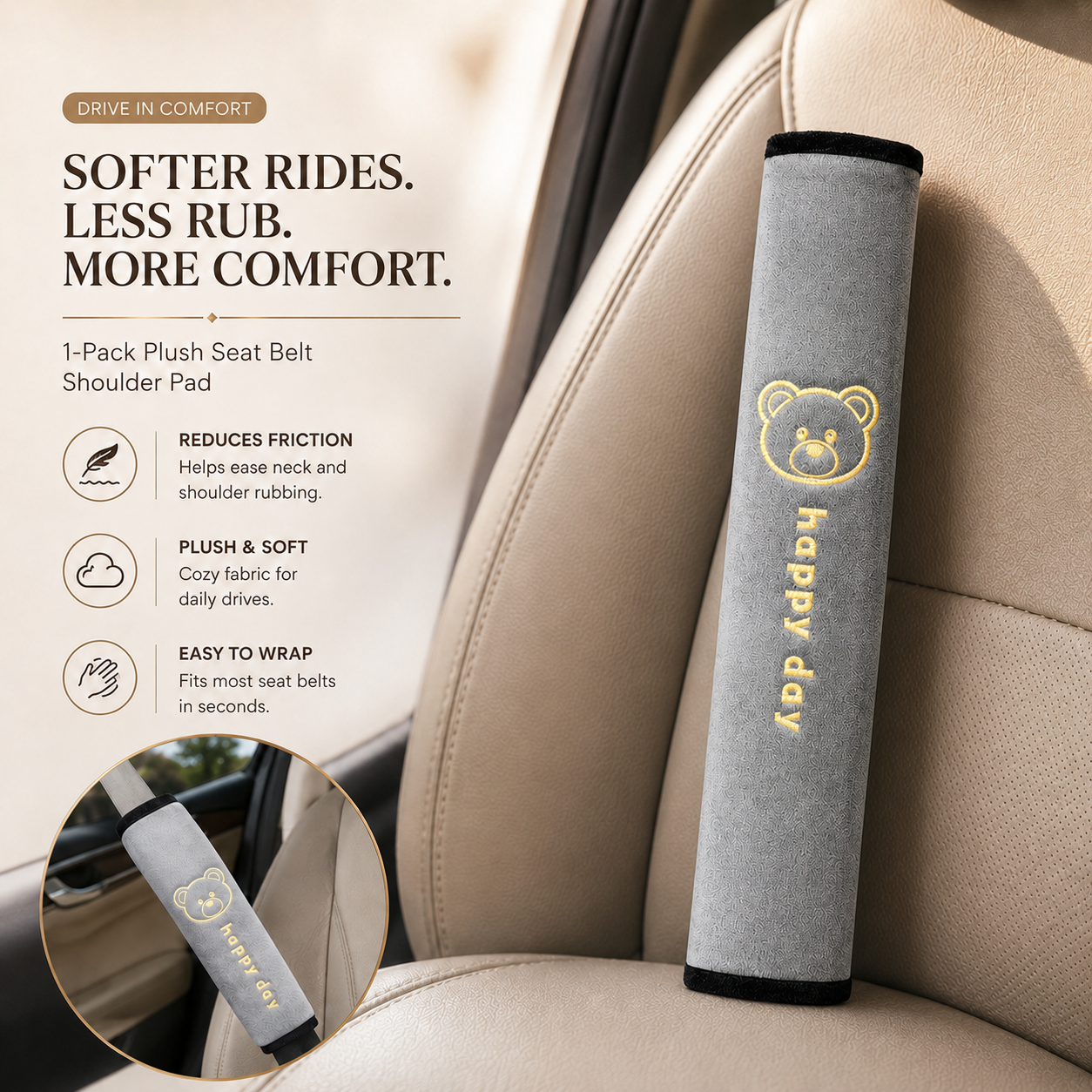 🚗Complete Your Comfort Set💗2PCS Soft Seat Belt Shoulder Pads