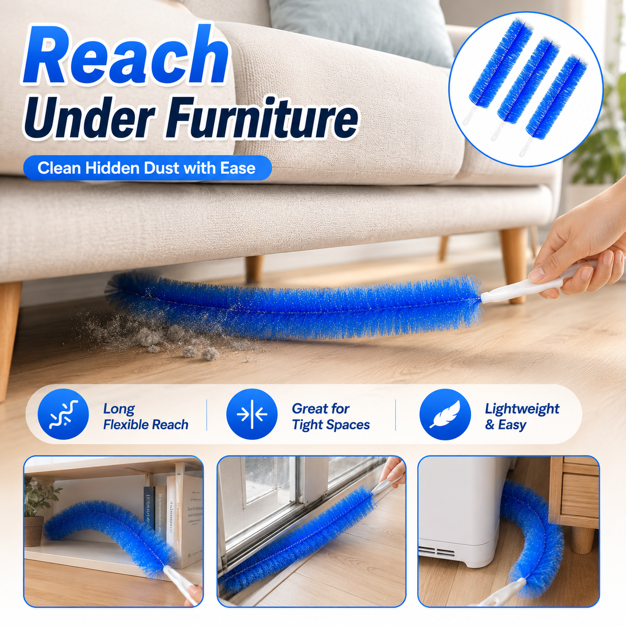 Cleaner Brush,Washable,ldeal for Ceiling Fan Blades,Curtains,Air Vents,Cars Et.