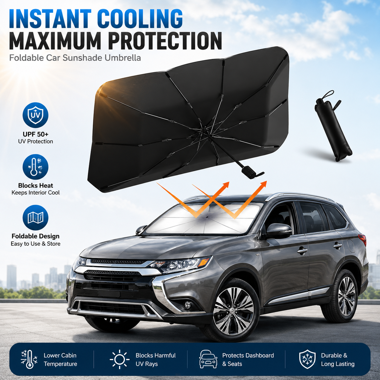 ⚡⚡⚡LAST 44 PCS LEFT!!! ✨ Premium Umbrella Car Sun Shade
