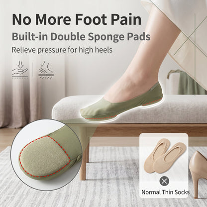 ✨50%off 🧦Cushioned No-Show Socks for Women | Non-Slip Ice Silk Invisible Boat Socks with Double Sponge Footpads