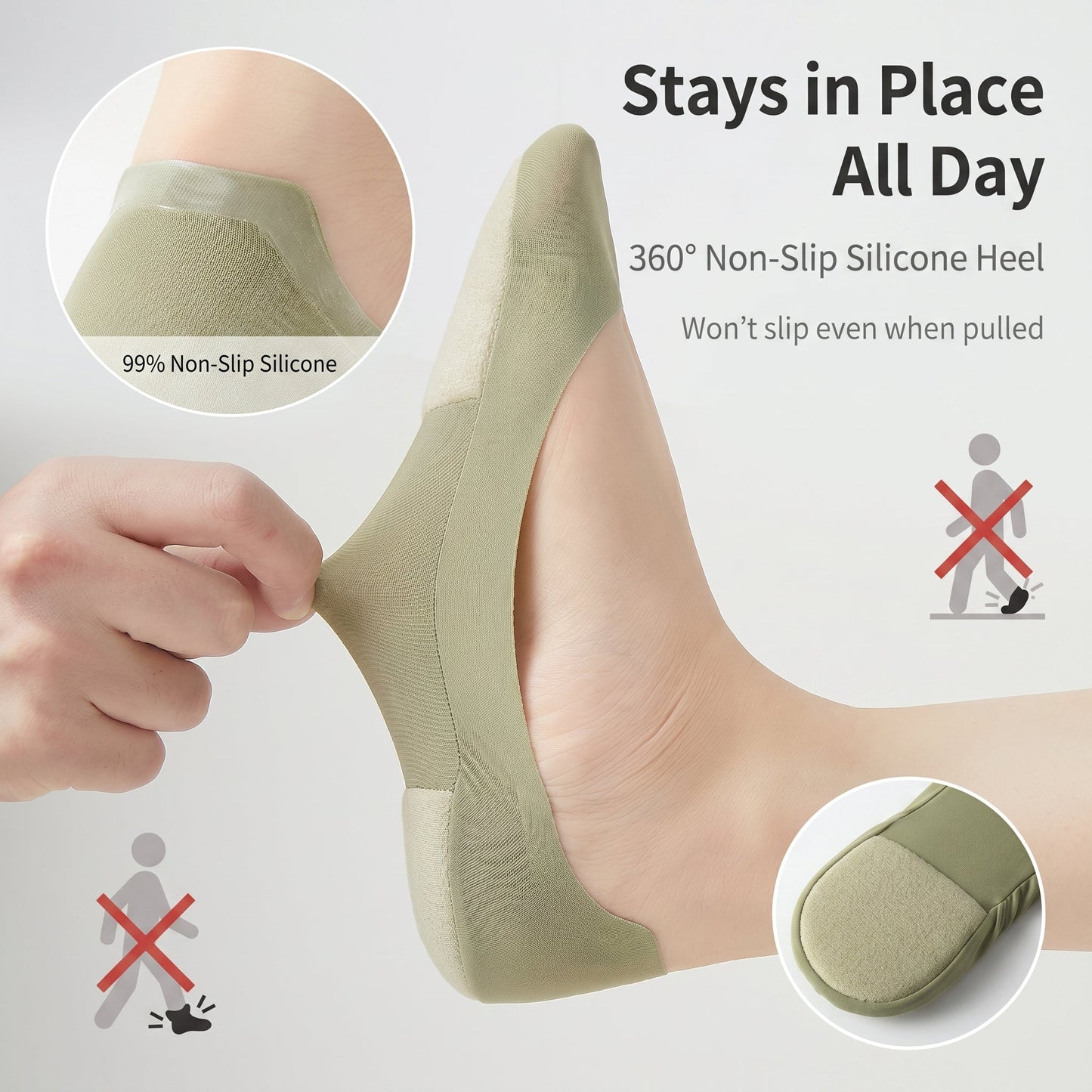 ✨50%off 🧦Cushioned No-Show Socks for Women | Non-Slip Ice Silk Invisible Boat Socks with Double Sponge Footpads