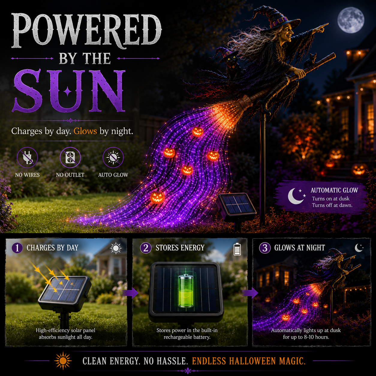 🧙‍♀️ HALLOWEEN MAGIC SALE  50% OFF - Witch’s Magic Trail™ 🖤 Solar Fiber Optic Yard Light