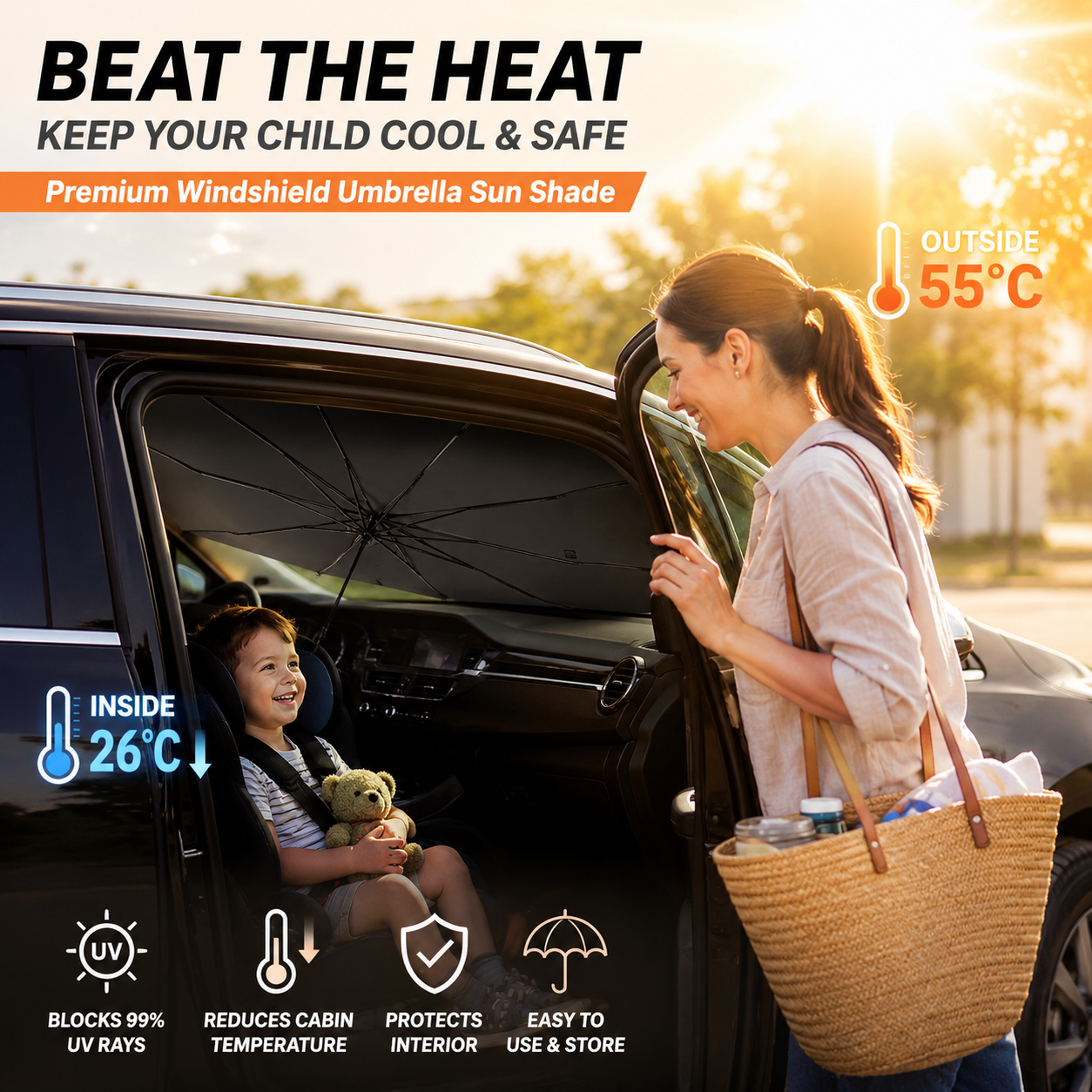 ⚡⚡⚡LAST 44 PCS LEFT!!! ✨ Premium Umbrella Car Sun Shade
