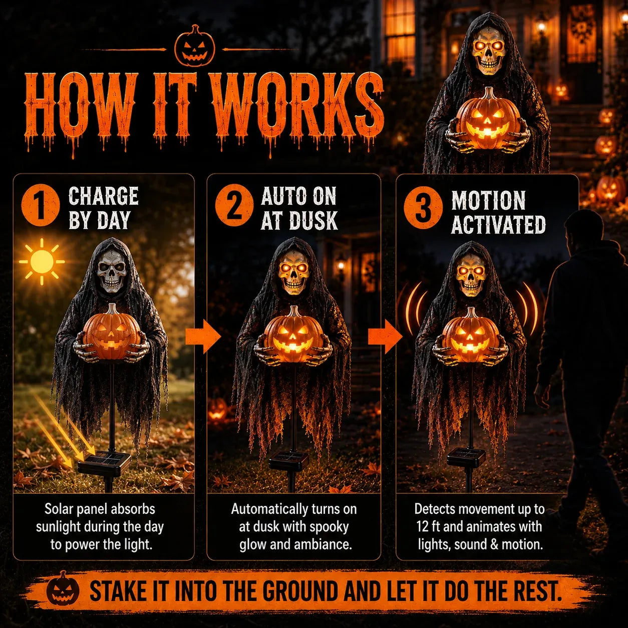 🔥Last day with huge discounts!🎃Pumpkin Edition Animated Halloween Yard Decoration