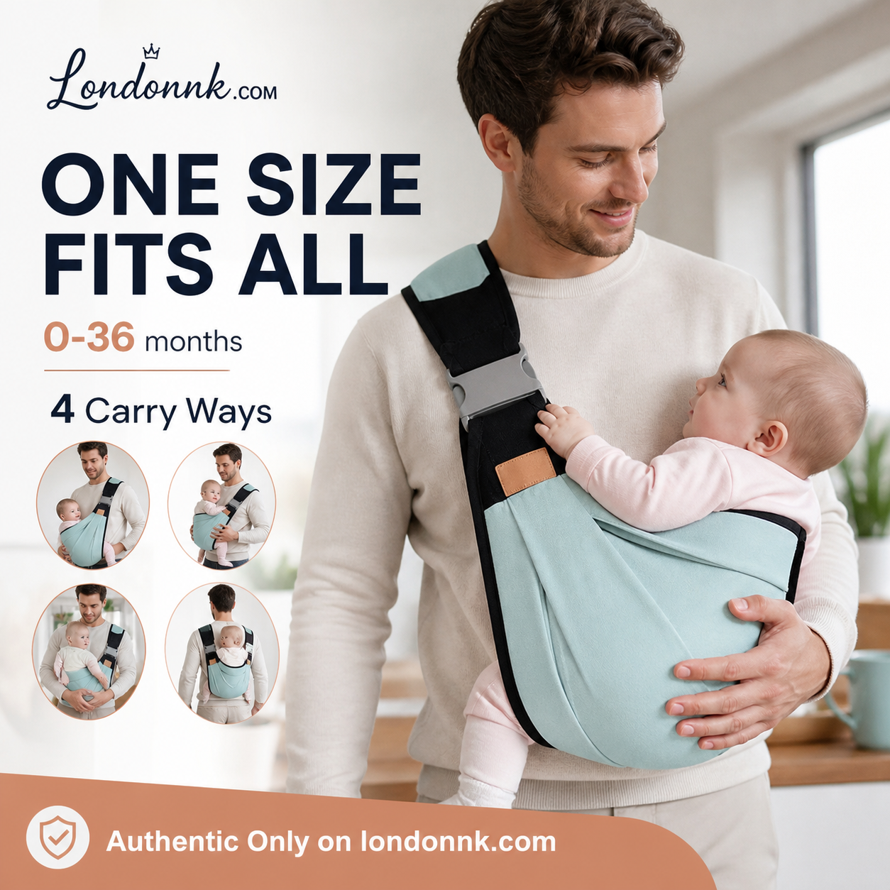 👶 4-in-1 Breathable Baby Carrier – 0-36 Months, Front/Back/Facing In/Out – Hands-Free Comfort for Parent & Baby! ✨