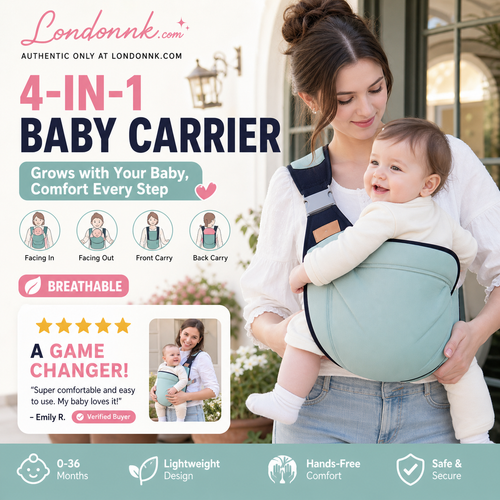 👶 4-in-1 Breathable Baby Carrier – 0-36 Months, Front/Back/Facing In/Out – Hands-Free Comfort for Parent & Baby! ✨