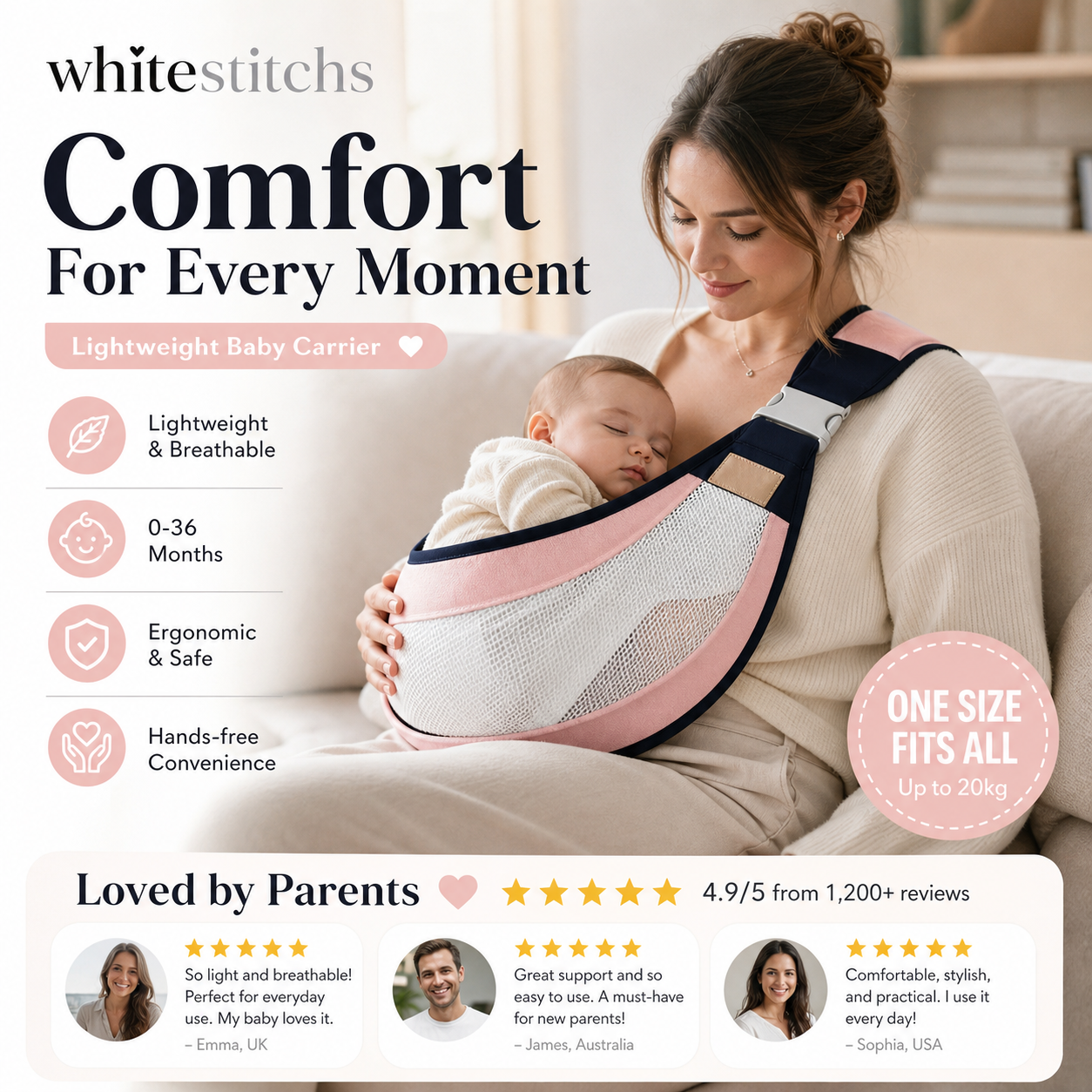 ⚡⚡⚡LAST 44 PCS LEFT!!! 👶 4-in-1 Breathable Baby Carrier – 0-36 Months, Front/Back/Facing In/Out – Hands-Free Comfort for Parent & Baby! ✨