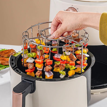 ✨ Premium Vertical Skewer Rack for Air Fryers | 360° Crispy Grilling, Zero Oil & Dishwasher Safe 🍢