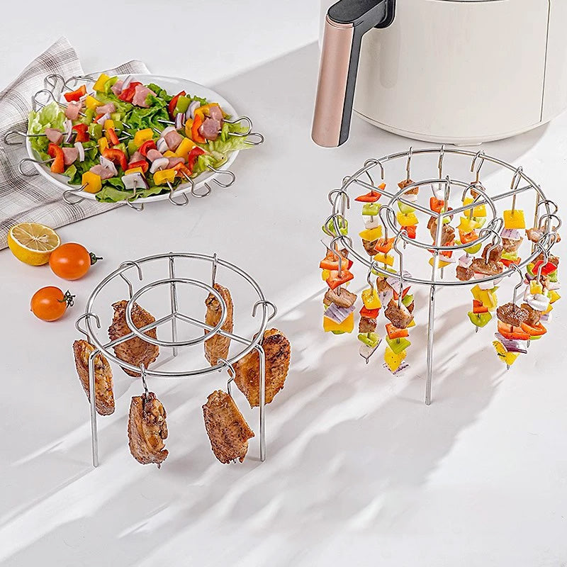 ✨ Premium Vertical Skewer Rack for Air Fryers | 360° Crispy Grilling, Zero Oil & Dishwasher Safe 🍢
