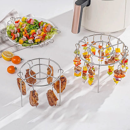 ✨ Premium Vertical Skewer Rack for Air Fryers | 360° Crispy Grilling, Zero Oil & Dishwasher Safe 🍢