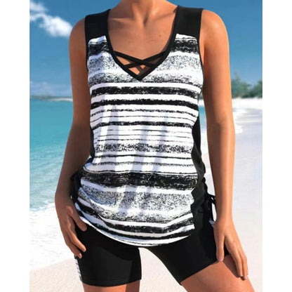 💗LAST DAY SALE 50% OFF- Women's Tummy Control Tankini Set with Built-In Bra – Flattering Boho Swimwear with Shorts🔥