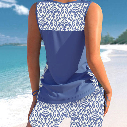 💗LAST DAY SALE 50% OFF- Women's Tummy Control Tankini Set with Built-In Bra – Flattering Boho Swimwear with Shorts🔥