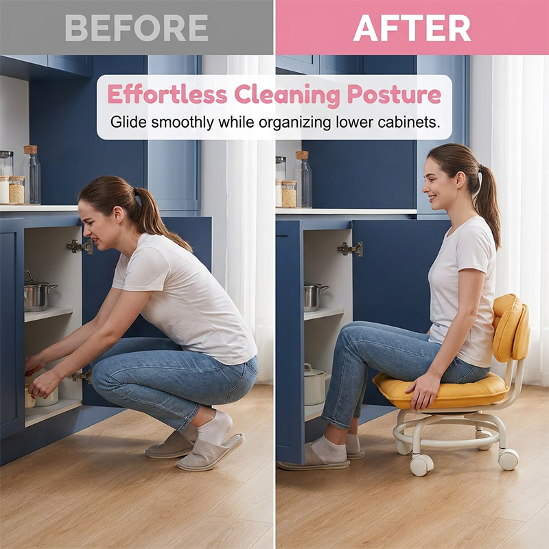 ⚡⚡⚡LAST 44 PCS LEFT!!! 🪑50% OFF NOW! ⏰ Rolling Low Stool with Backrest – Padded seat & silent casters – Perfect for workshops, garages or studios – comfortable and mobile 🛠️✨