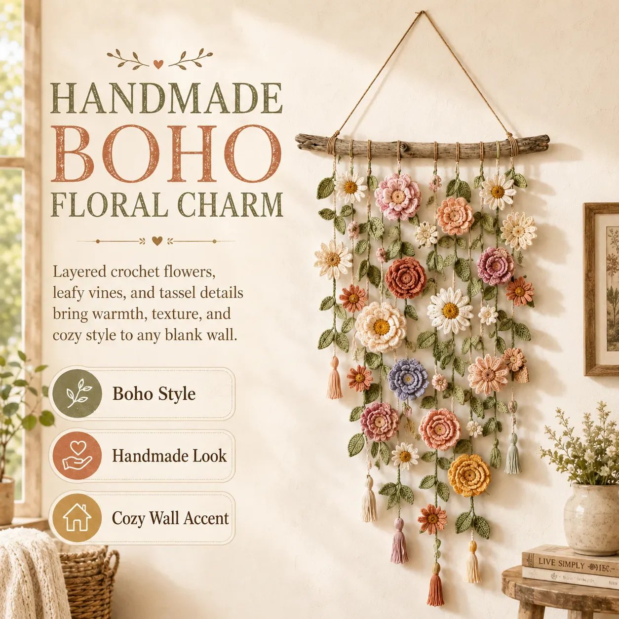 🌸LAST DAY SPECIAL PRICE ONLY $ 24.99!!⚡50K+ SOLD!!🌸Crochet Flower Wall Hanging Decor