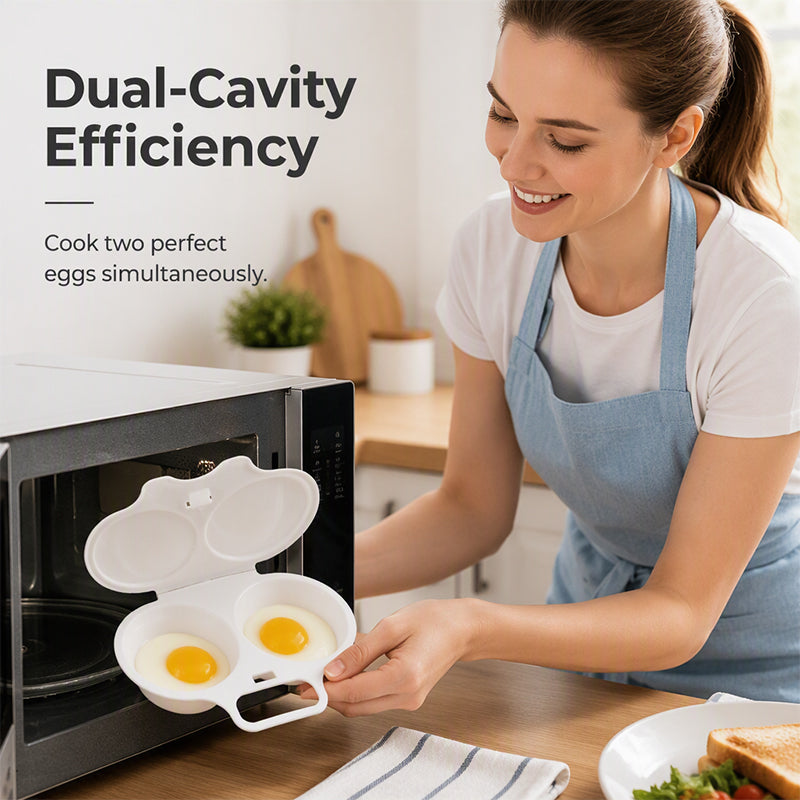 ⏰Last Day Buy 1 Get 1 Free $8.99 Each!!⏰ Microwave Egg Poacher – Dual-Cavity Steamer, Rapid Heating, Non-Stick PP – Ideal for Home, Office & Travel! 🔥