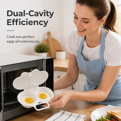 ⏰Last Day Buy 1 Get 1 Free $8.99 Each!!⏰ Microwave Egg Poacher – Dual-Cavity Steamer, Rapid Heating, Non-Stick PP – Ideal for Home, Office & Travel! 🔥