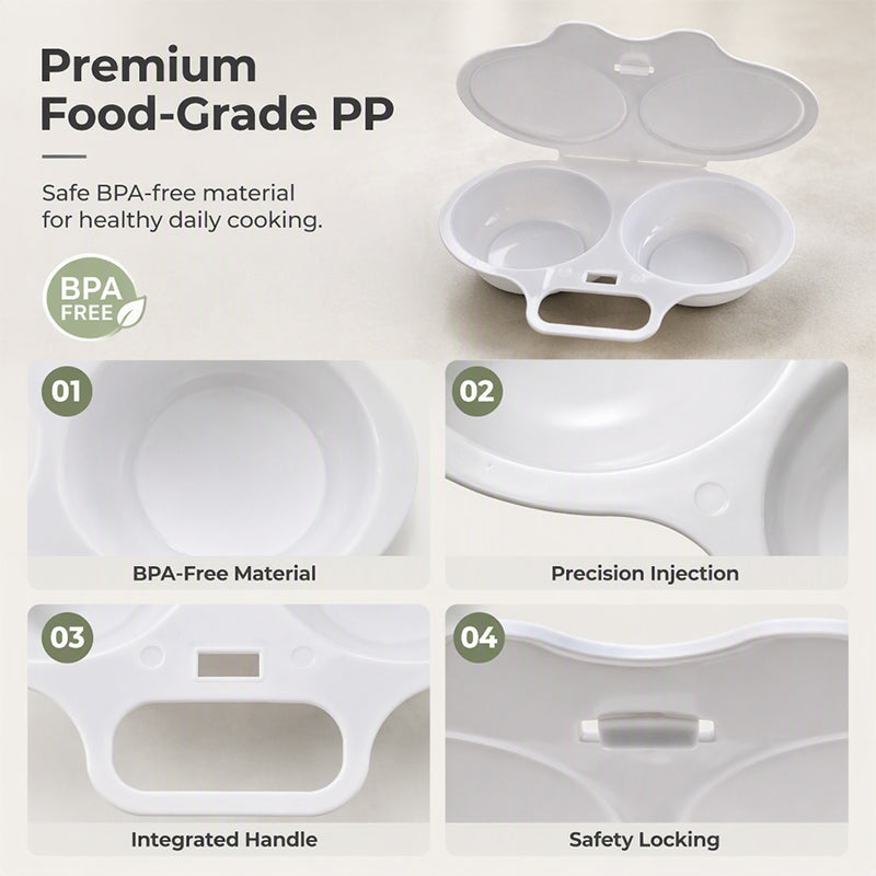 ⏰Last Day Buy 1 Get 1 Free $8.99 Each!!⏰ Microwave Egg Poacher – Dual-Cavity Steamer, Rapid Heating, Non-Stick PP – Ideal for Home, Office & Travel! 🔥