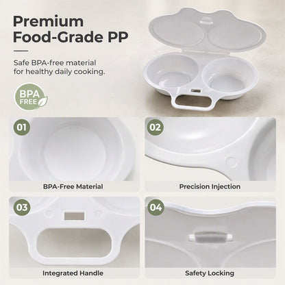 ⏰Last Day Buy 1 Get 1 Free $8.99 Each!!⏰ Microwave Egg Poacher – Dual-Cavity Steamer, Rapid Heating, Non-Stick PP – Ideal for Home, Office & Travel! 🔥