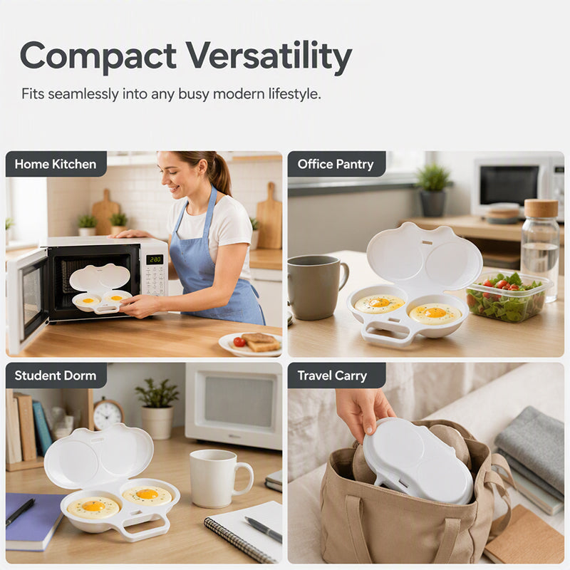 ⏰Last Day Buy 1 Get 1 Free $8.99 Each!!⏰ Microwave Egg Poacher – Dual-Cavity Steamer, Rapid Heating, Non-Stick PP – Ideal for Home, Office & Travel! 🔥