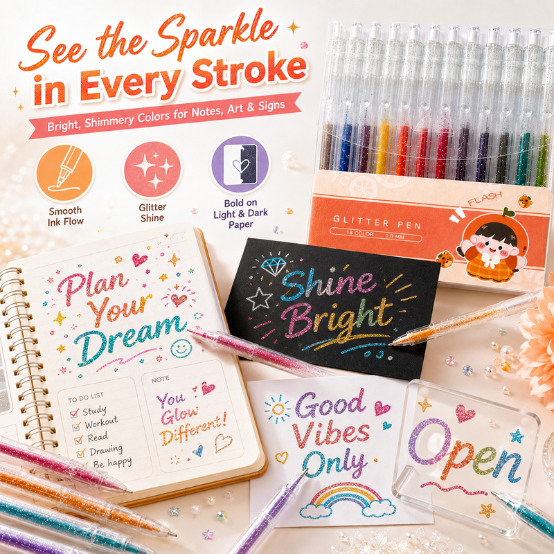 ⚡⚡⚡LAST 44 PCS LEFT!!! Retractable Glitter Gel Pen Set for Journaling & Drawing