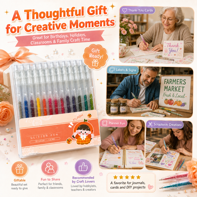 ⚡⚡⚡LAST 44 PCS LEFT!!! Retractable Glitter Gel Pen Set for Journaling & Drawing