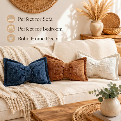 🔥HOT SALE 50% OFF🎁🎀Soft Chenille Bow-Shaped Throw Pillow