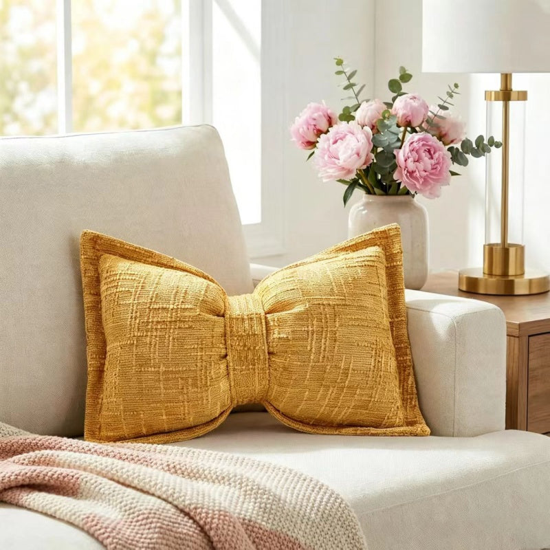 🔥HOT SALE 50% OFF🎁🎀Soft Chenille Bow-Shaped Throw Pillow